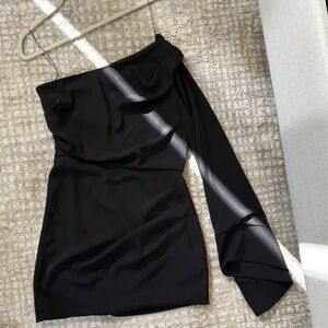 Significant Other Elegant Black One-Shoulder Dress
